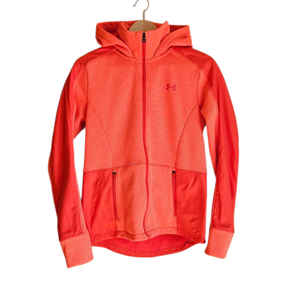 Under Armour ColdGear Jacket Hooded Orange Women's Small - Picture 1 of 6